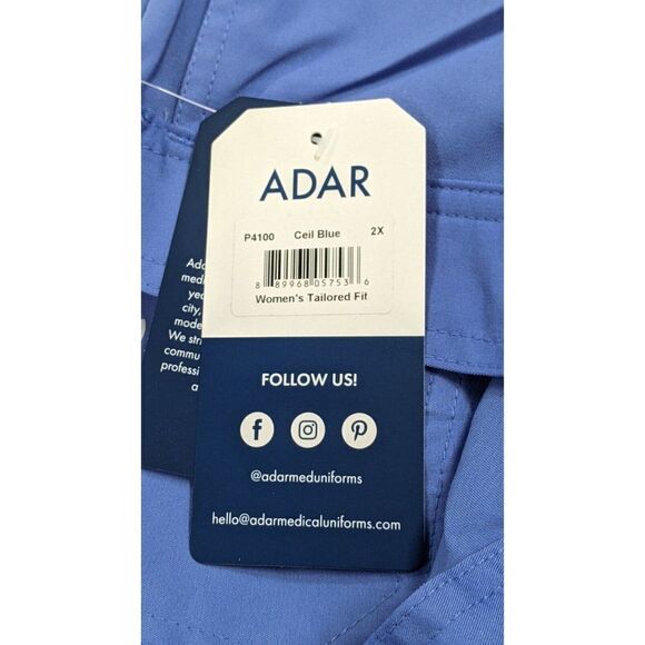 Adar Pro Womens Size 2XL Blue Stretch Tailored Fit Skinny Leg Yoga Scrub Pants - Picture 8 of 11